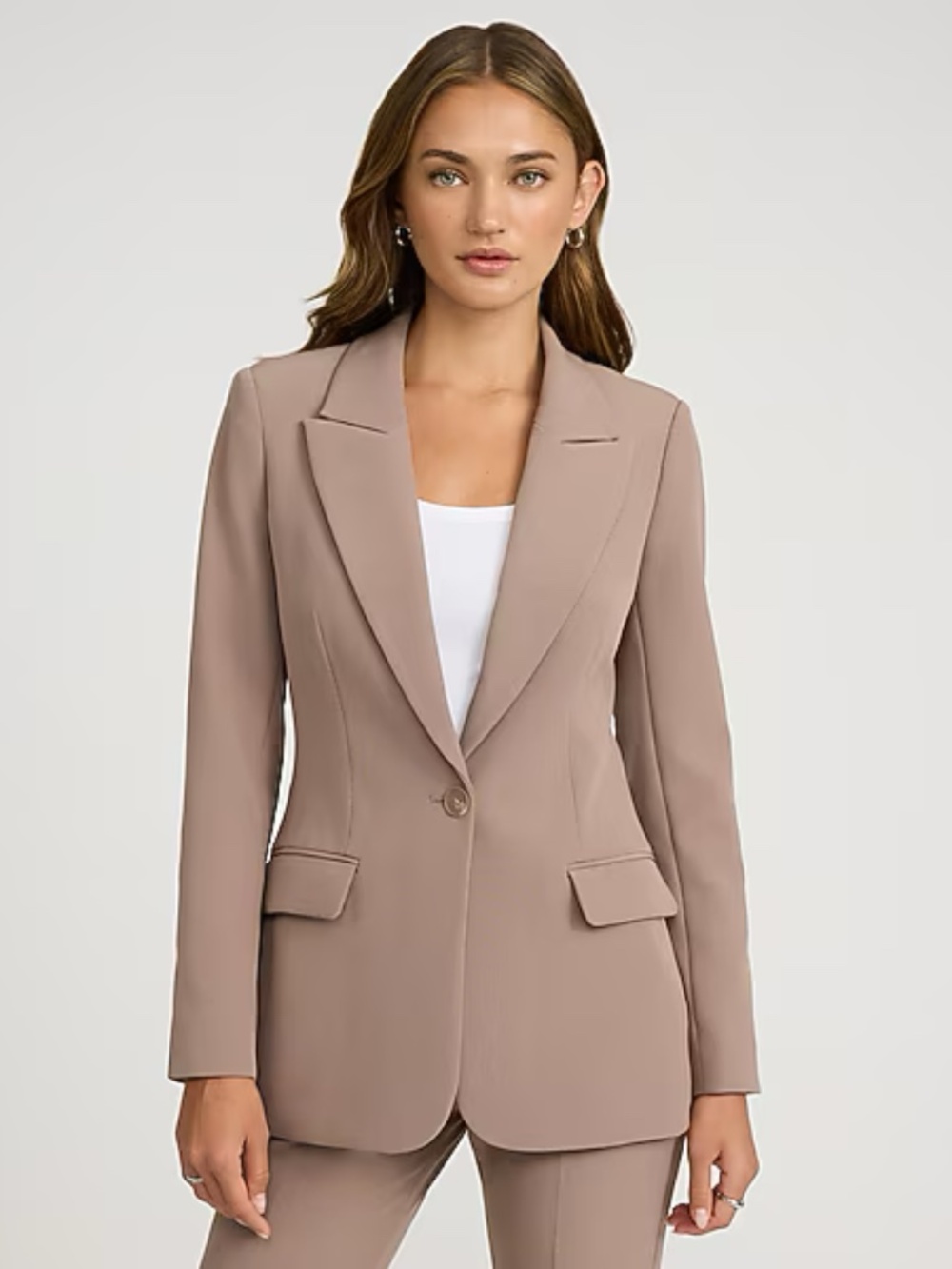 Express Long Slim Blazer in Studio Stretch Twill